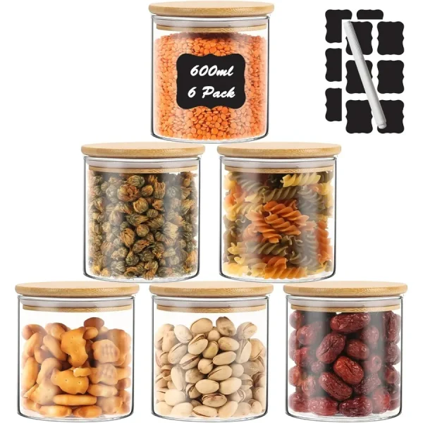 20 oz Glass Spice Jars with Bamboo Lid