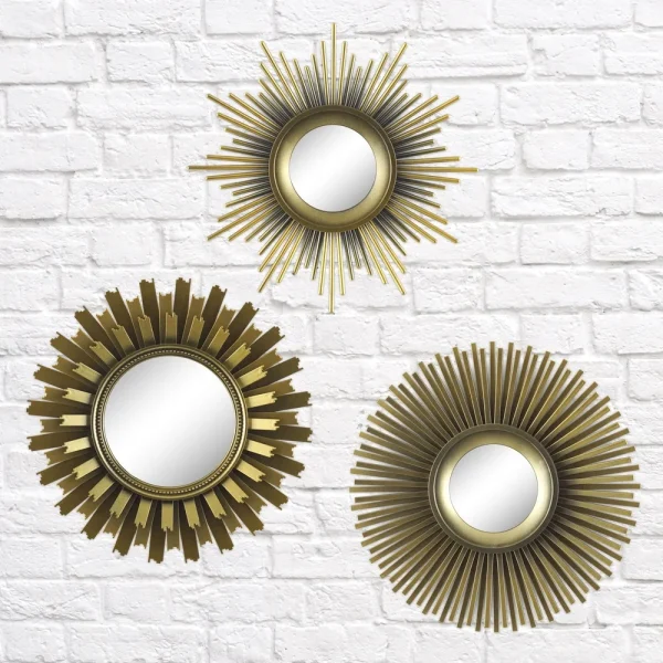 3 Piece Round Sunburst Mirror Set