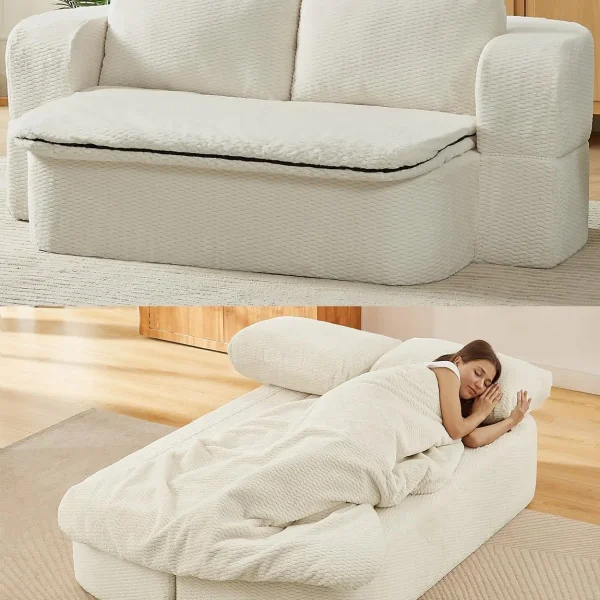 Memory Foam Futon Couch Bed,  2-in-1 Foldable Sofa